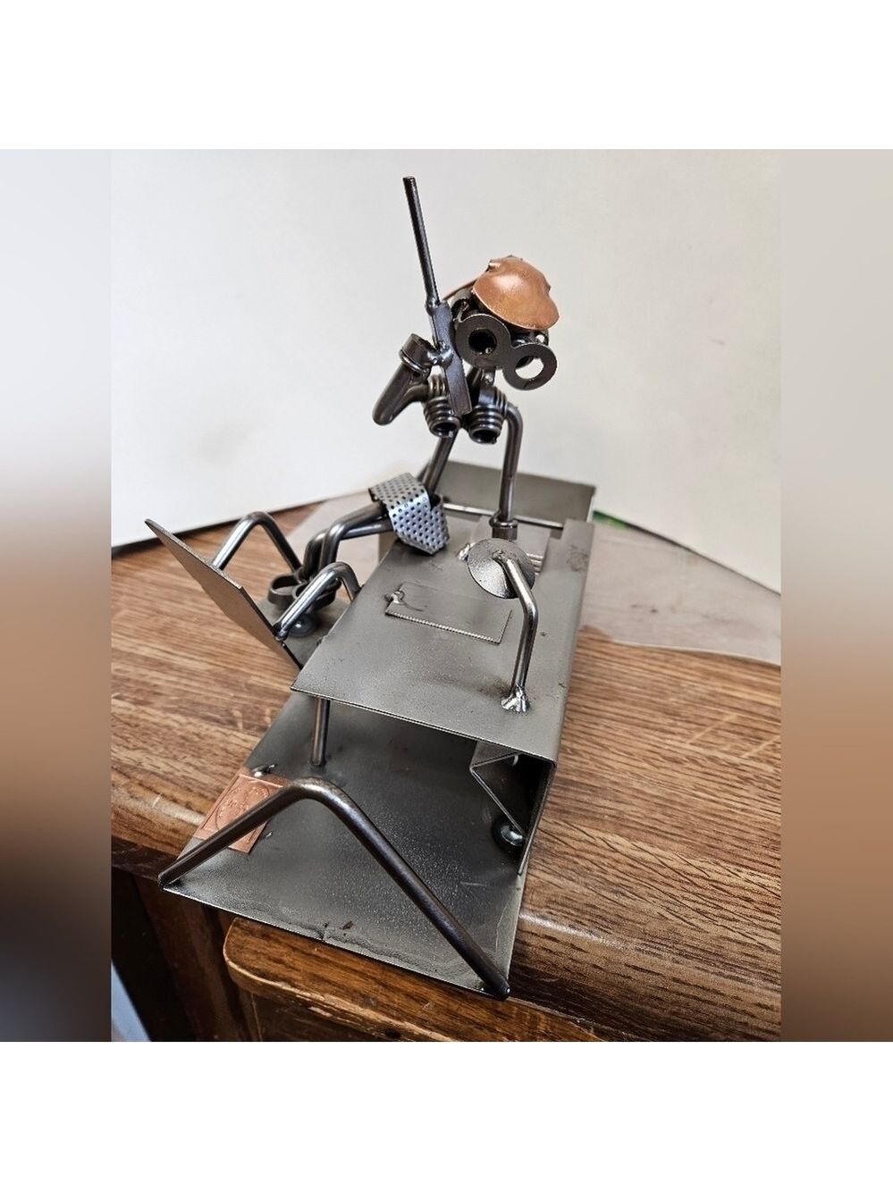 Perfect Trading Co Handmade Nuts & Bolts Woman on Phone Desk Sculpture Organizer